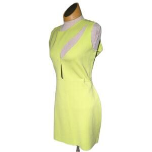 Esteban Cortazar Lime Green Bodycon Stretch Knit Cutout Mini Dress Sz XL